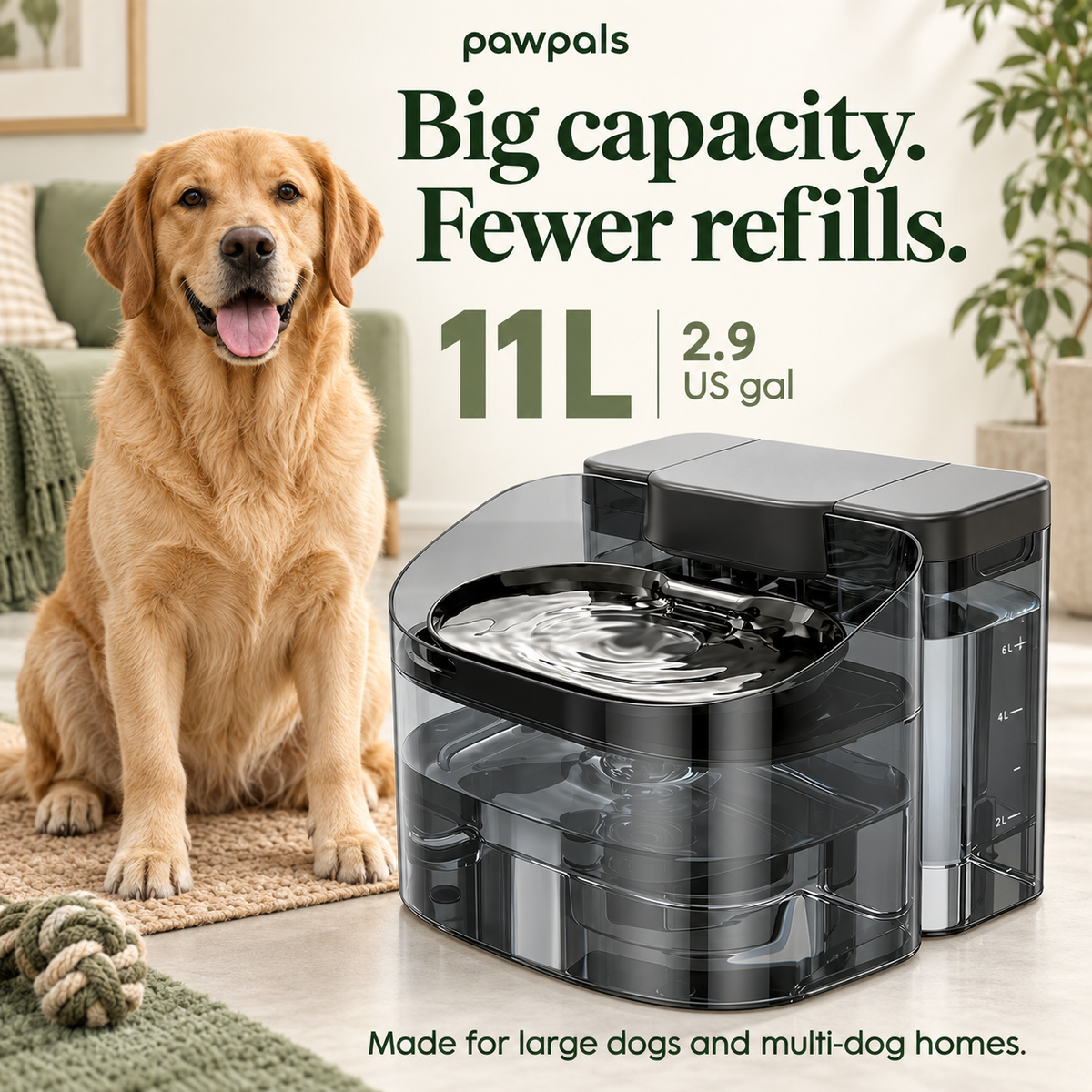 PawPals 11L Extra-Large Dog Water Fountain